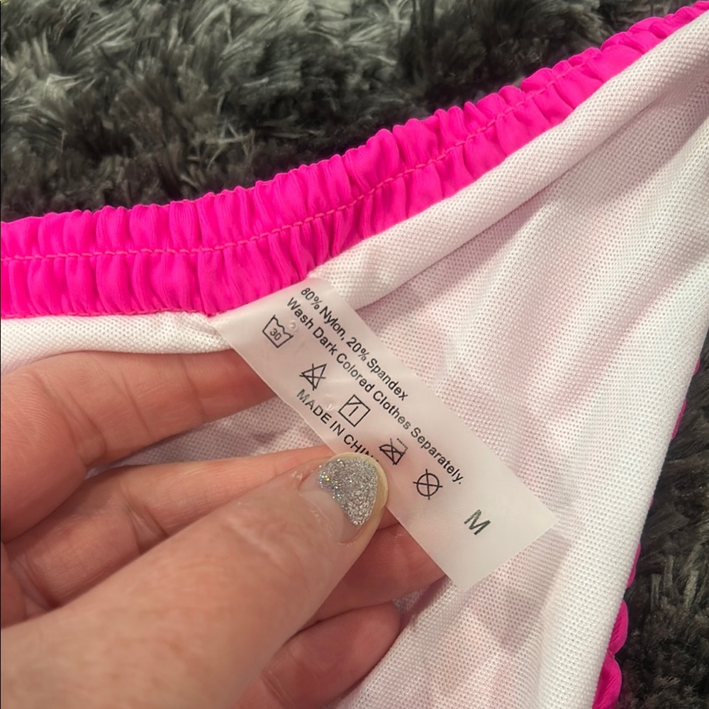 Hot Pink Ruched Bikini Bottom - Picture 3 of 5